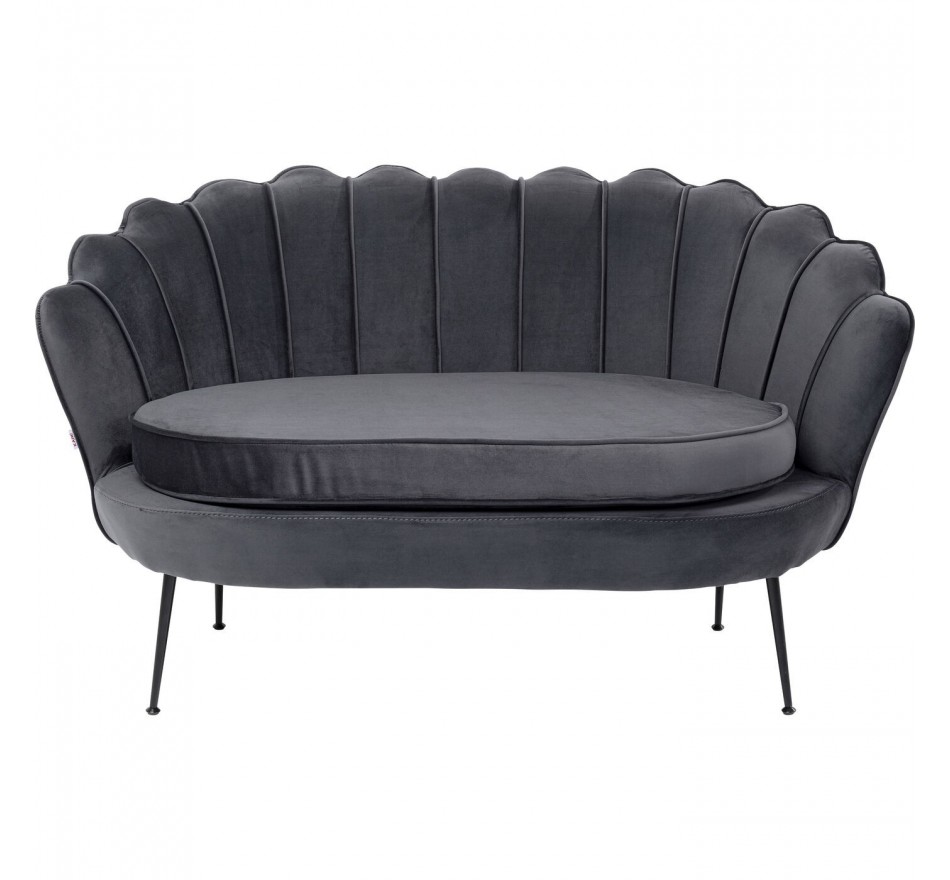 Canapé Water Lily 2 places velours gris et acier noir Kare Design