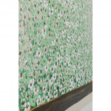 Tableau Touched fleurs pirogue beige et vert 80x100cm Kare Design