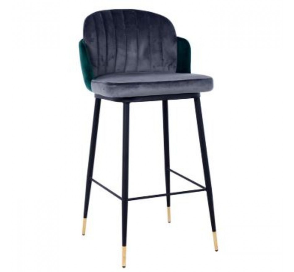 Tabouret de bar Hojas velours gris et vert Kare Design
