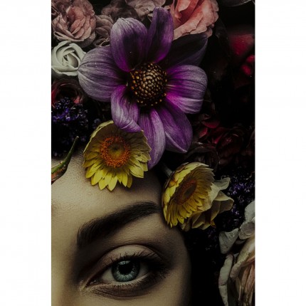 Tableau en verre femme fleurs pastel 80x80cm Kare Design