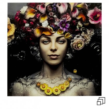 Tableau en verre femme fleurs pastel 80x80cm Kare Design Tableau en verre femme fleurs pastel 80x80cm Kare Design