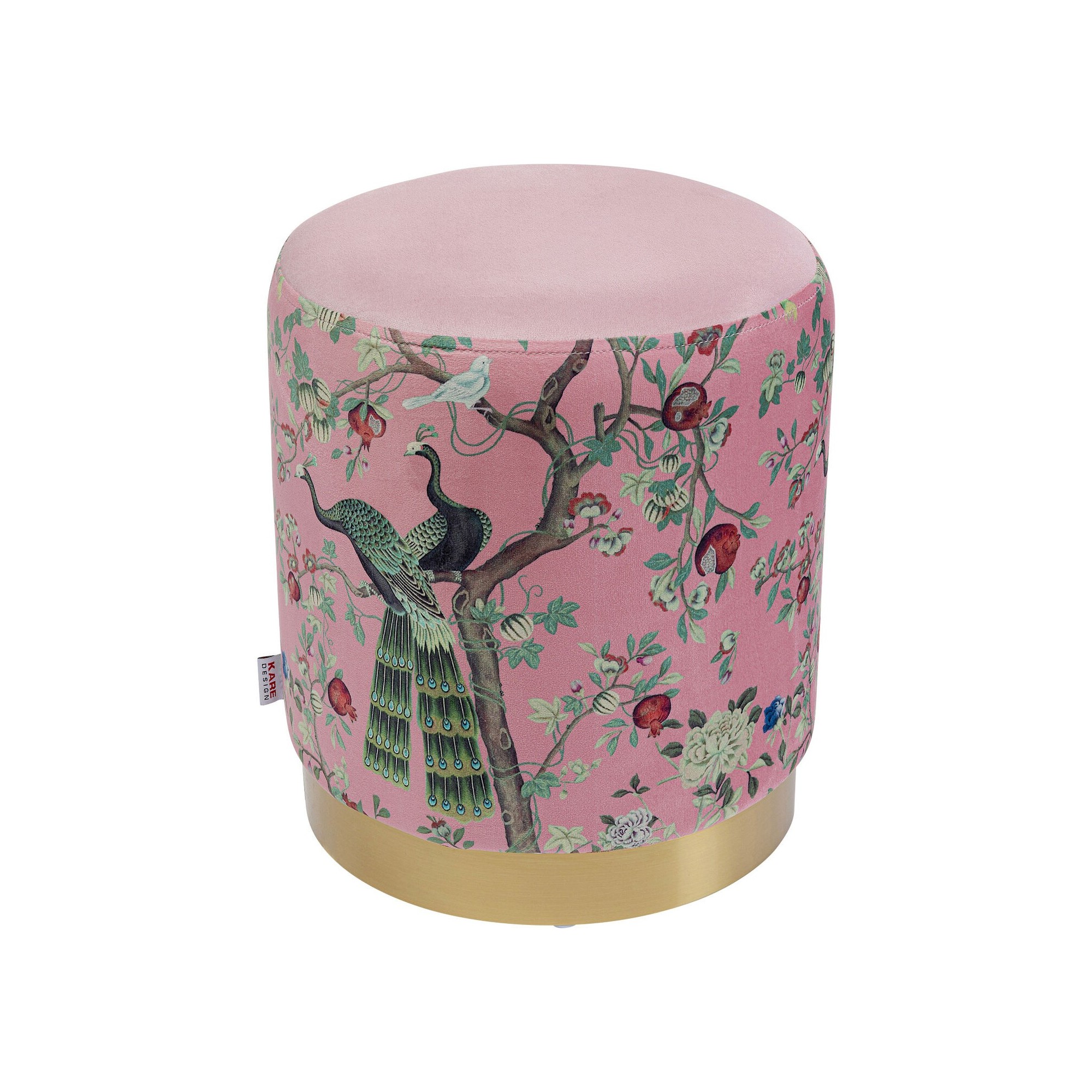 Tabouret Cherry paon rose et laiton Kare Design