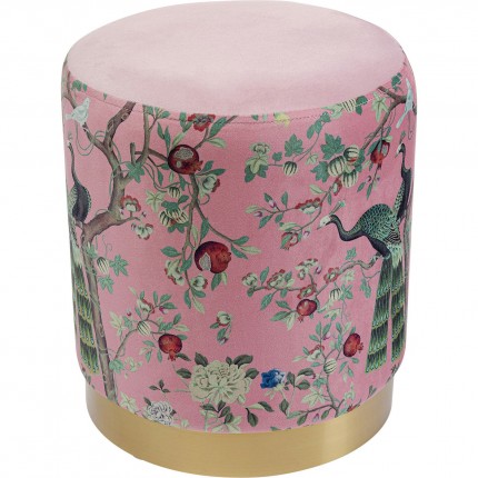 Tabouret Cherry paon rose et laiton Kare Design