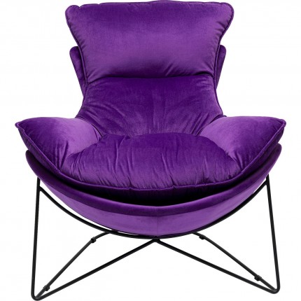 Fauteuil et repose-pieds Snuggle velours violet Kare Design