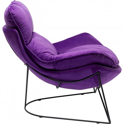 Fauteuil et repose-pieds Snuggle velours violet Kare Design