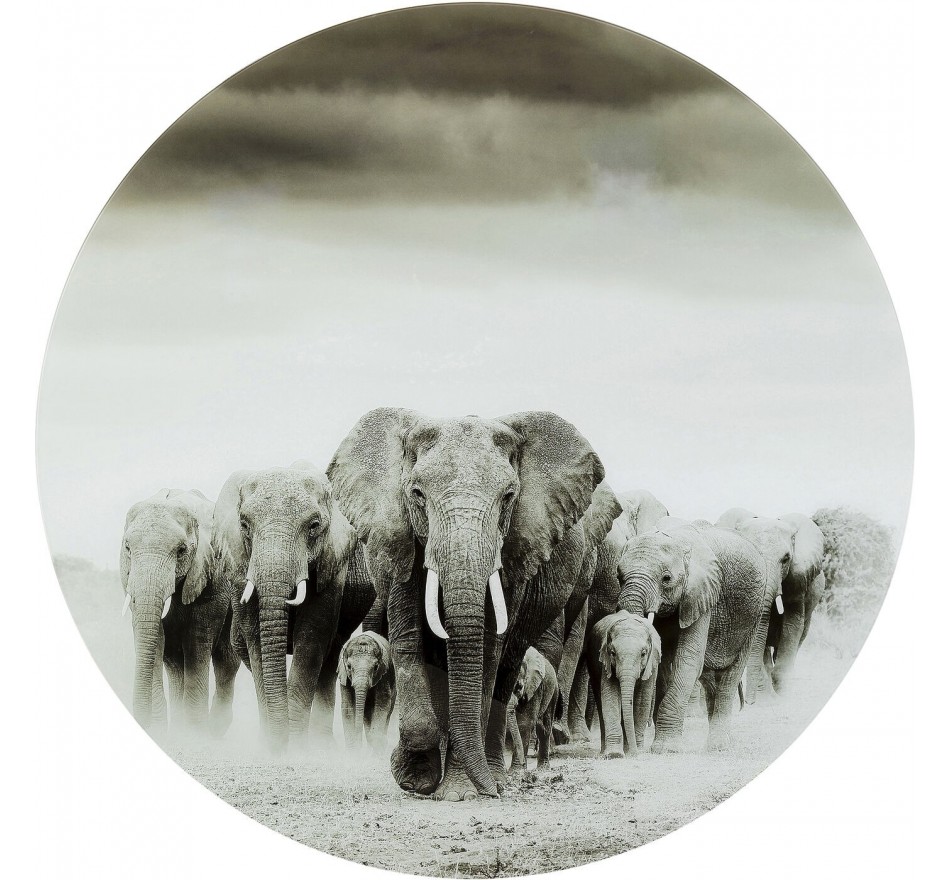 Tableau en verre marche des éléphants 120cm Kare Design