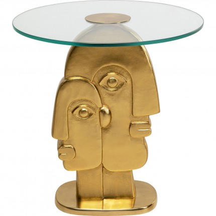 Table d'appoint deux visages dorés 55cm Kare Design