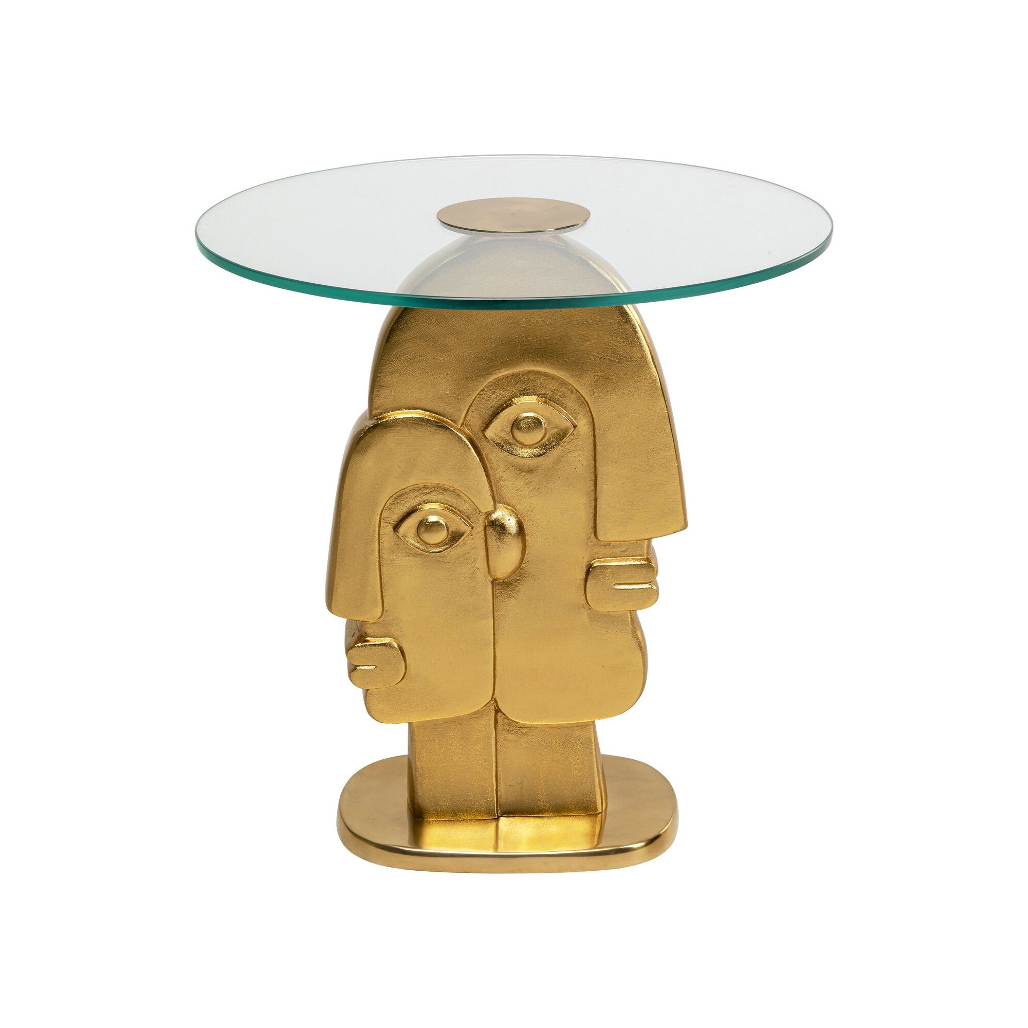Table d'appoint deux visages dorés 55cm Kare Design