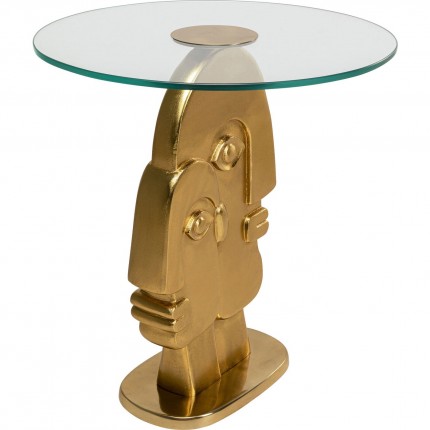 Table d'appoint deux visages dorés 55cm Kare Design