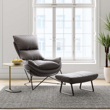 Fauteuil et repose-pieds Snuggle gris Kare Design