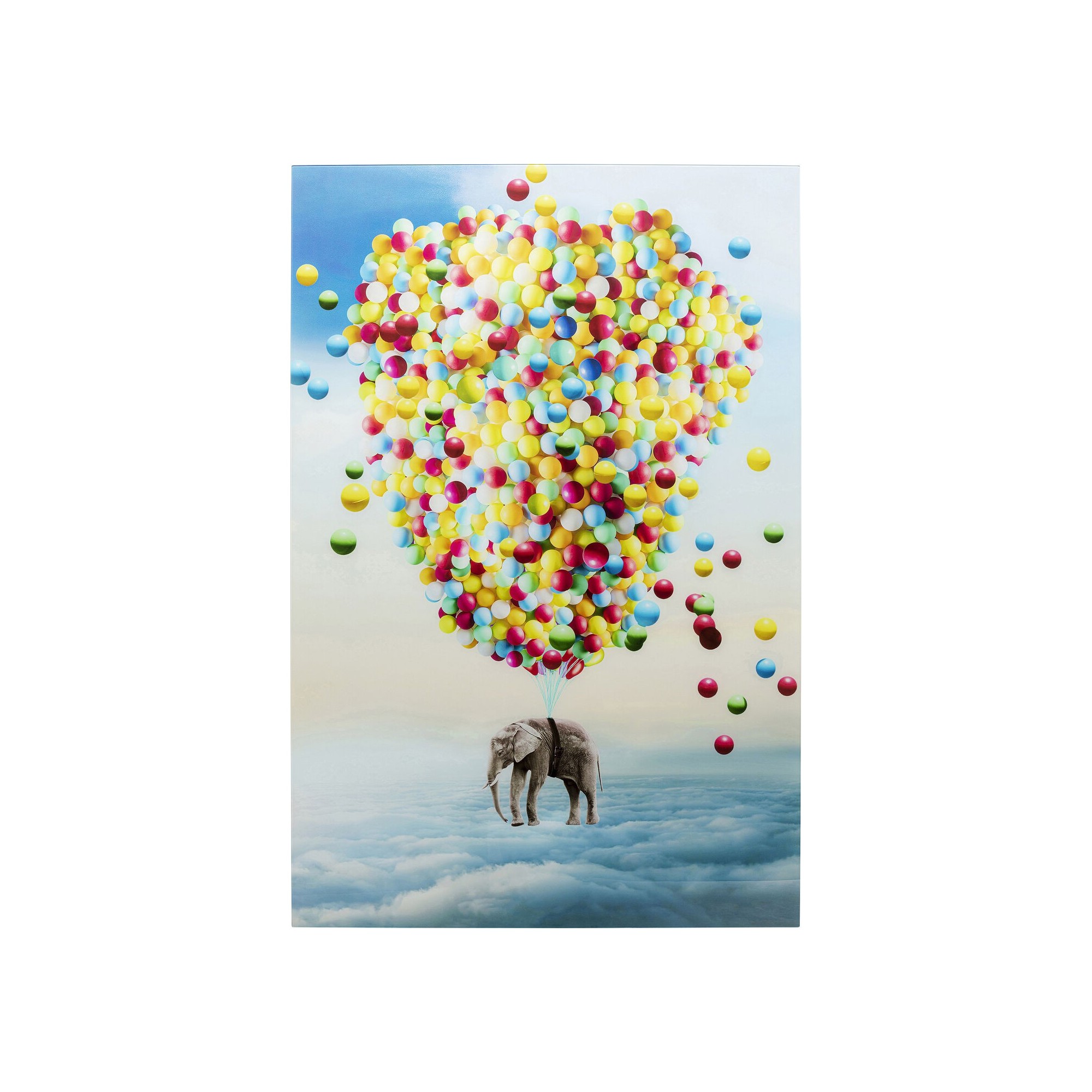 Tableau en verre Éléphant ballons 100x150cm Kare Design