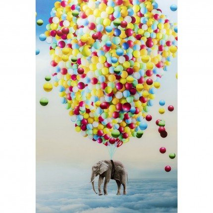 Tableau en verre éléphant ballons 100x150cm Kare Design