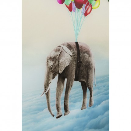 Tableau en verre Éléphant ballons 100x150cm Kare Design