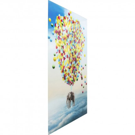 Tableau en verre Éléphant ballons 100x150cm Kare Design