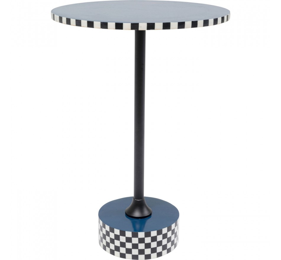 Table d'appoint Domero Checkers bleue 40cm Kare Design