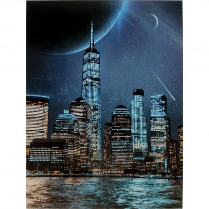 Tableau en verre buildings bleu 90x120cm Kare Design