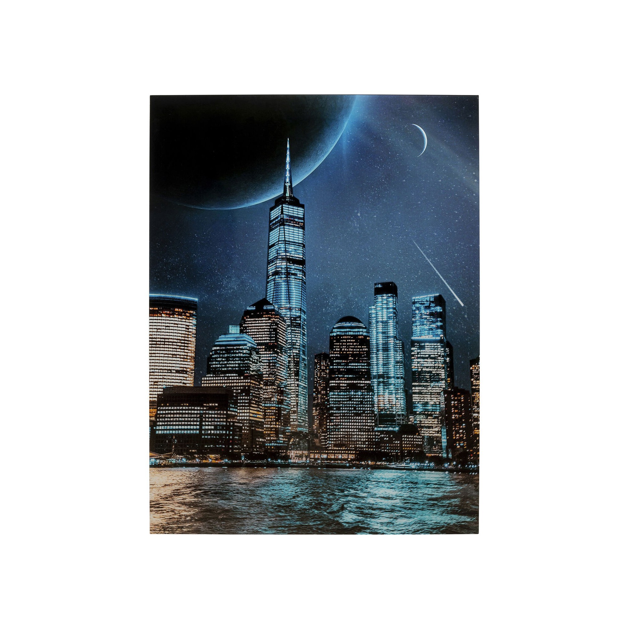 Tableau en verre buildings bleu 90x120cm Kare Design
