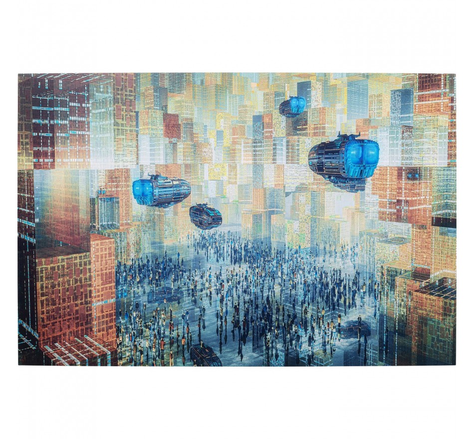 Tableau en verre ville futuriste 150x100cm Kare Design