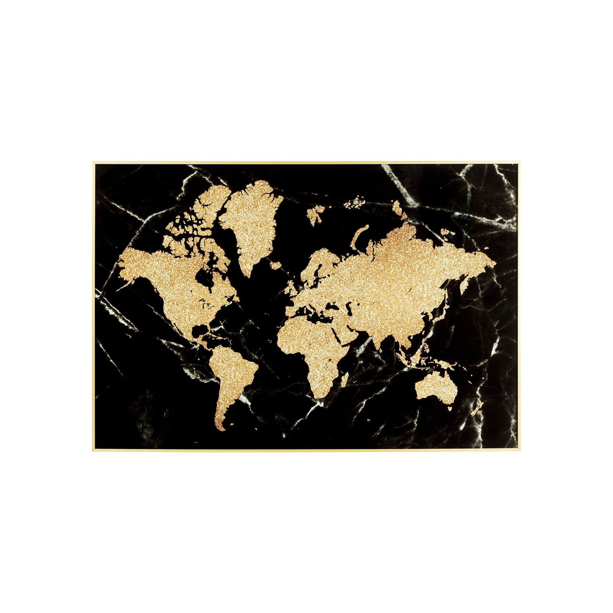 Tableau carte du monde noire et dorée 150x100cm Kare Design