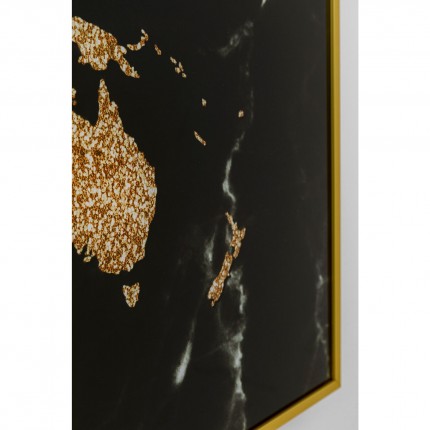 Tableau carte du monde noire et dorée 150x100cm Kare Design