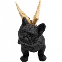 Déco bouledogue noir texturé ailes dorées Kare Design