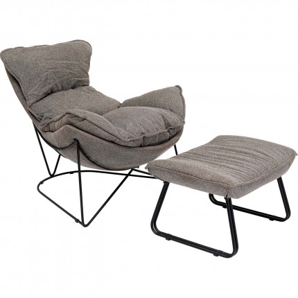 Fauteuil et repose-pieds Snuggle gris Kare Design