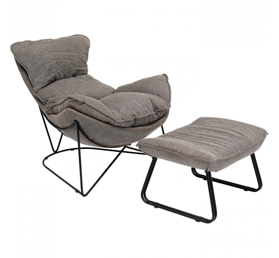Fauteuil et repose-pieds Snuggle gris Kare Design