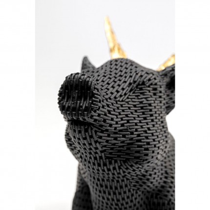 Déco cochon noir texturé ailes dorées Kare Design