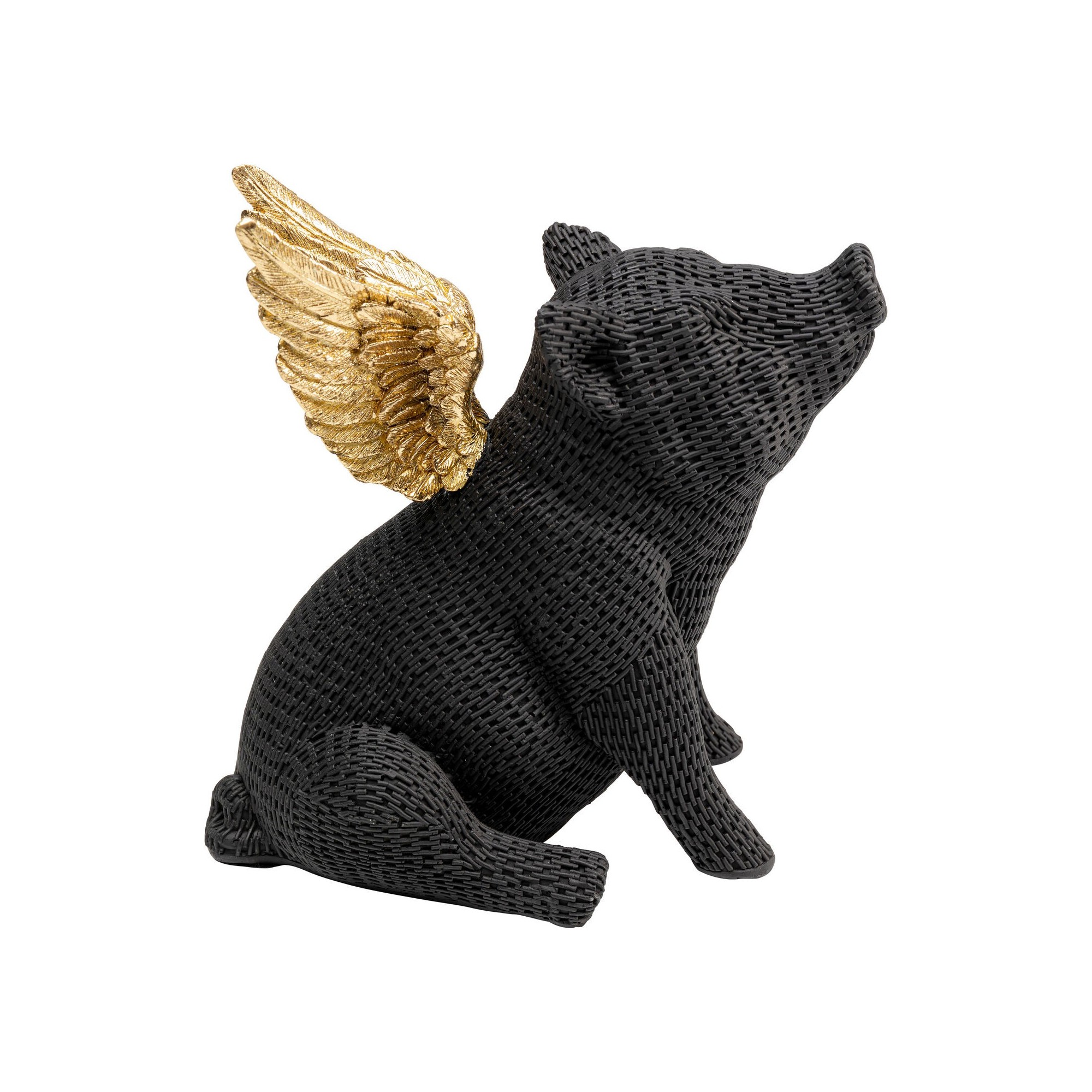 Déco cochon noir texturé ailes dorées Kare Design