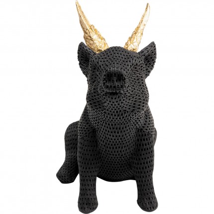 Déco cochon noir texturé ailes dorées Kare Design