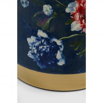 Tabouret Cherry bleu fleurs et laiton Kare Design