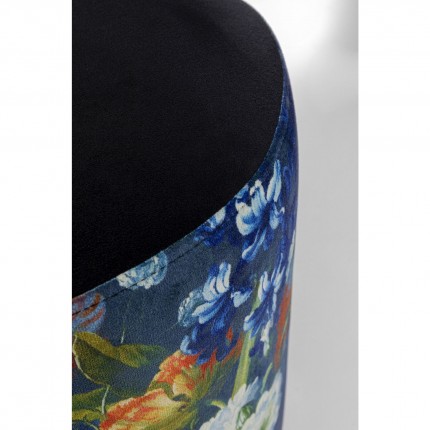 Tabouret Cherry bleu fleurs et laiton Kare Design