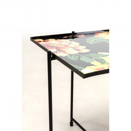 Tables d'appoint noires fleurs set de 2 Kare Design