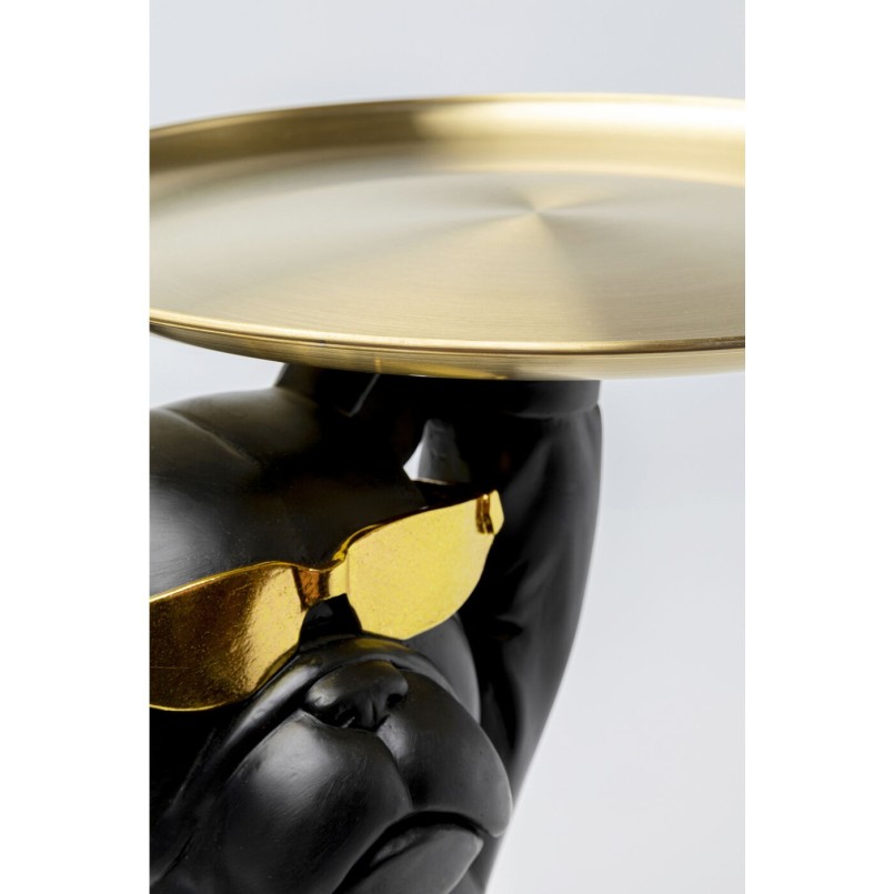 Table d'appoint majordome bouledogue noir et doré Kare Design