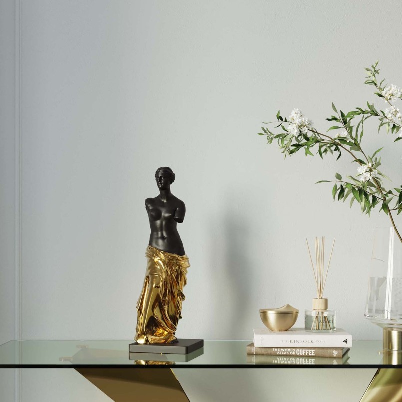 Déco statue femme antique noire et dorée Kare Design