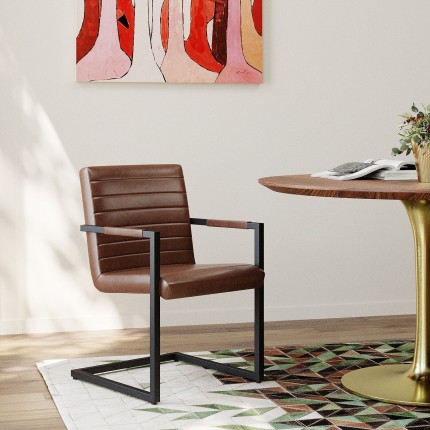 Chaise avec accoudoirs Cantilever Lola marron Kare Design