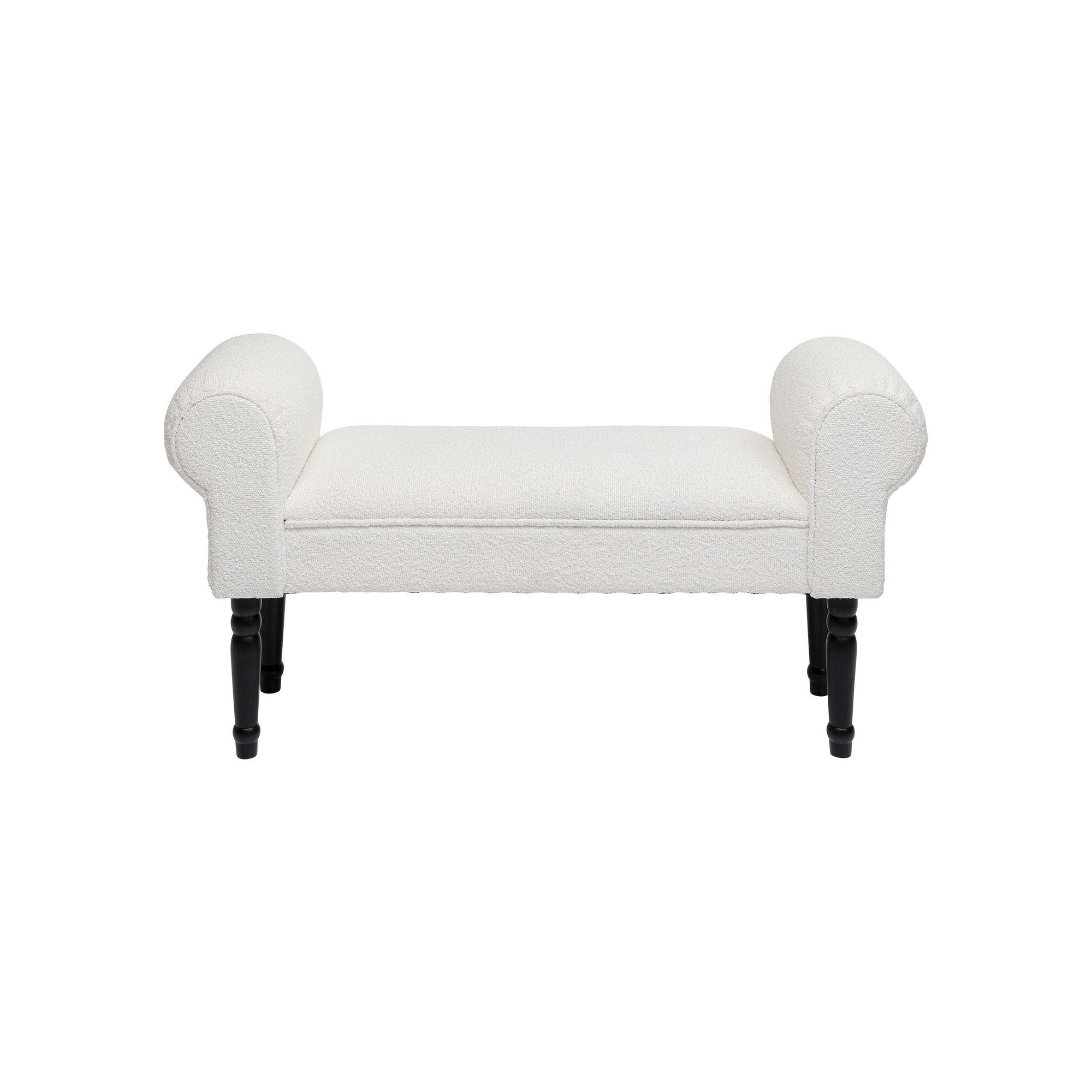 Banc en tissu bouclé couleur crème avec coffre de rangement intégré