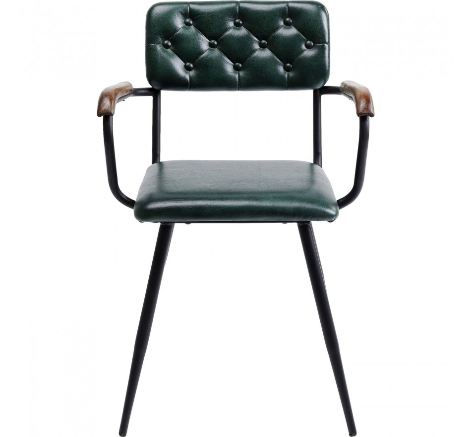 Chaise avec accoudoirs Salsa cuir verte Kare Design