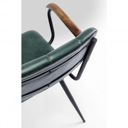 Chaise avec accoudoirs Salsa cuir verte Kare Design