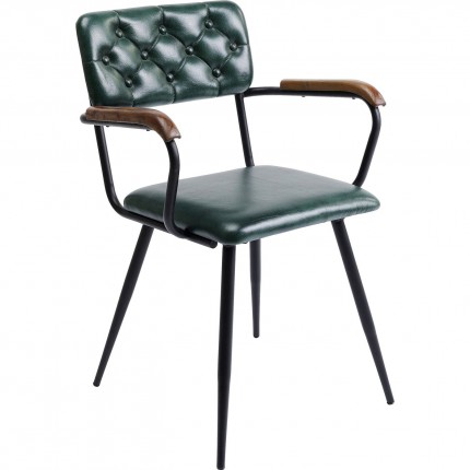 Chaise avec accoudoirs Salsa cuir verte Kare Design