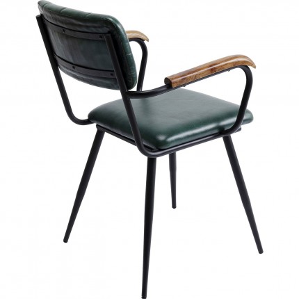 Chaise avec accoudoirs Salsa cuir verte Kare Design