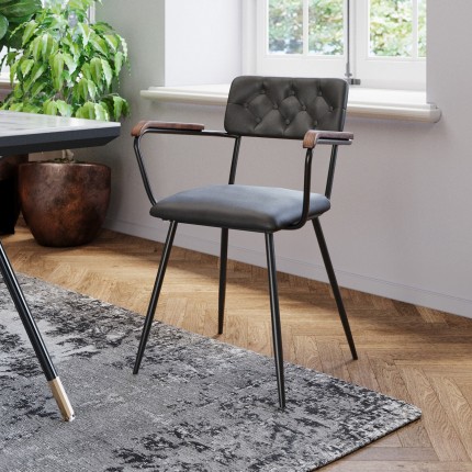 Chaise avec accoudoirs Salsa cuir verte Kare Design