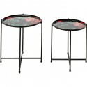 Tables d'appoint noires fleurs roses set de 2 Kare Design