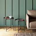 Tables d'appoint noires fleurs roses set de 2 Kare Design