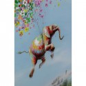 Tableau Touched éléphant fleurs jour 80x100cm Kare Design