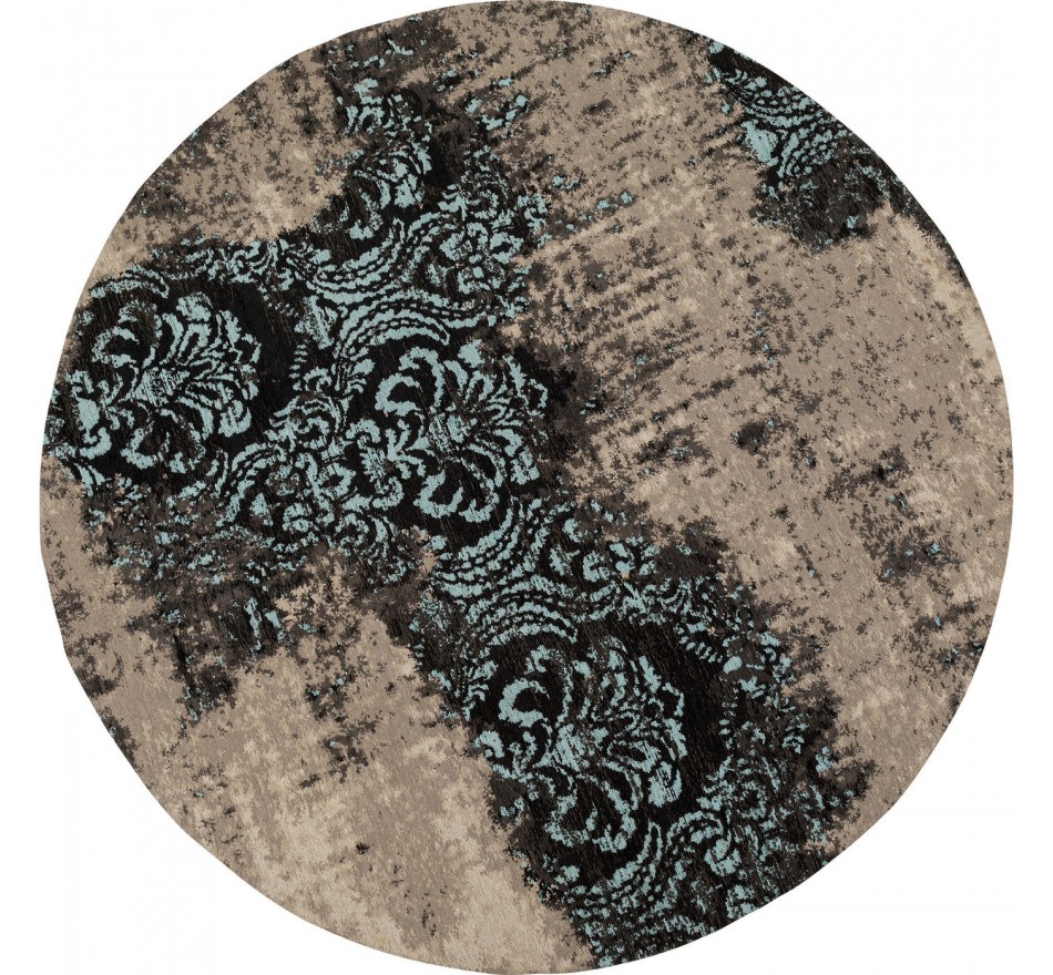 Tapis Kelim Ornament turquoise rond 200cm Kare Design