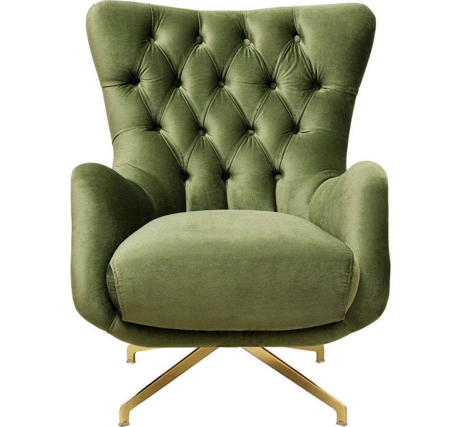 Fauteuil pivotant Bellissima velours vert Kare Design