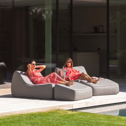Fauteuil et repose-pieds Benito gris clair Gescova