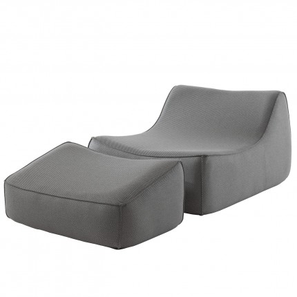 Chaise longue et repose-pieds Benito gris foncé Gescova