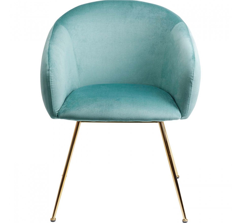 Chaise avec accoudoirs Lorena velours bleu Kare Design